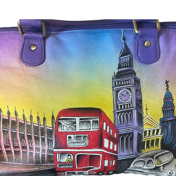 Sukriti NWT Hand Painted London Scene Bag Large Tote Bag - Picture 4 of 11